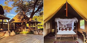 A collage image of Chyulu Club resort located in Makueni county.