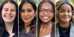 From left; 2024 Rhodes Scholarship winners Madison I. Hahamy, Iman Iftikhar, Victoria Kipngetich, Jacqueline N. Testamark.