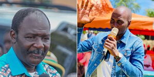 A photo collage of the late Malava MP Malulu Injendi and his son Rhyan during a previous political engagement