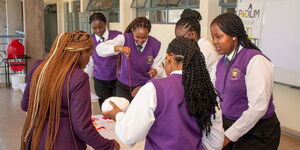 Riara Springs Girls' High School during an experiment.