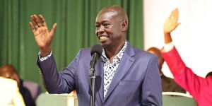 Deputy President Rigathi Gachagua addresses the gathering during a church service held in Machakos County on Sunday, April 16, 2023. 