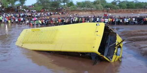 The wreckage of the ill-fated Bus being removed from Driver Enziu on Monday December 6, 2021