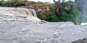 The waterfall at Kasarani Area along the Nairobi River on January 2021.