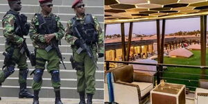 A collage of the Kenya Police and Rixxos Lounge in Kitengela.