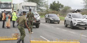 A road block in Nairobi