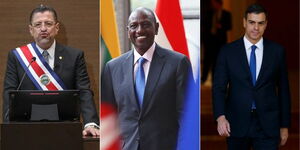 From left; Rodrigo Chaves (President Costa Rica), William Ruto (President Kenya) and Pedro Sanchez (Prime Minister Sapin).