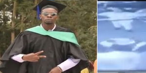 Collage image of missing 23-year-old and CCTV footage of his last moments at Rongai club. 