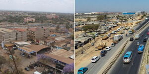 A photo collage of Ruiru Town (left) and the wider Syokimau area.