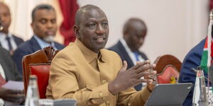 President William Ruto and his South Sudan counterpart Salva Kiir at State House Nairobi on August 19, 2023.
