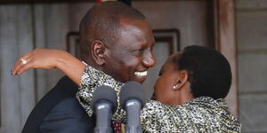 Deputy President William Ruto and his wife Rachel Ruto in a warm embrace.