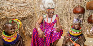 President William Ruto engaging with local women during the Turkana Cultural Festival on October 12, 2023.