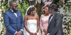 From right; Deputy President William Ruto, 2nd lady Rachel Ruto, their daughter June Ruto and her husband Alexander Ezenagu