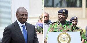 A photo collage of President William Ruto (left) and acting Inspector General of Police Douglas Kanja