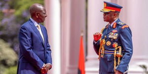 President William Ruto and late CDF Francis Ogolla. 