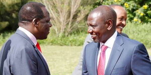 Deputy President William Ruto with Kakamega Governor Wycliffe Oparanya at the DP's residence in Karen, Nairobi