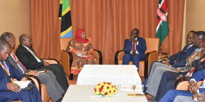 President William Ruto during a meeting with Tanzanian President Samia Suluhu in Kampala Uganda on March 13, 2019.