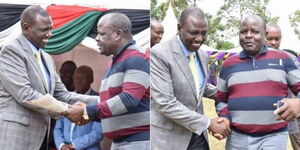 President William Ruto and Former Mumias East MP Benjamin Washiali. 