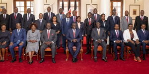 President William Ruto and Deputy President Rigathi Gachagua alongside CSs at State House in Nairobi County on October 27, 2022.