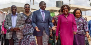 President William Ruto and Deputy President Rigathi Gachagua during the International Women's Day celebration at the Moi Stadium in Embu on Friday, March 8, 2024.