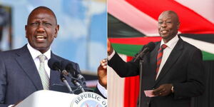 Collage Image of President William Ruto and his Deputy Rigathi Gachagua speaking during past events.