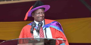 File Image of President William Ruto doning a PHD Graduation Gown