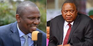 A collage of former President Uhuru Kenyatta and National Assembly Majority Leader Kimani Inchung'wah. 