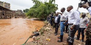 President William Ruto and Interior Cabinet Secretary Kithure Kindiki inspecting the demolishing of houses on riparian land along the Nairobi River, May 6, 2024