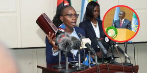 LSK President Faith Odhiambo during the swearing-in of the Panel of Experts on Compensation for Protest Victims in Nairobi on September 4, 2025.