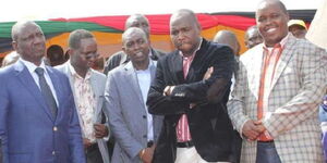 From left: DP William Ruto, Kapseret MP Oscar Sudi, Elgeyo Marakwet Senator Kipchumba Murkomen and Governor Alex Tolgos