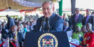A file image of Israeli Prime Minister Benjamin Netanyahu during a visit to Kenya in 2017
