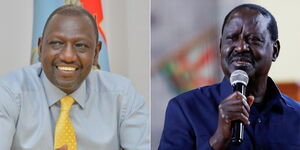 A collage of President William Ruto and Former Prime Minister Raila Odinga.