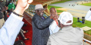 ODM leader Raila Odinga (left) with DP ruto during a football match on November 9, 2020.