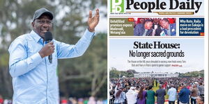 A photo collage of President William Ruto and People Daily front page, September 4, 2025.