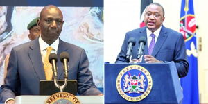 Photo collage of President William Ruto and former President William Ruto speaking at different ocassions 