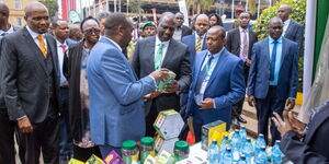 President William Ruto at a stand during the flagging off of value-added tea for export on October 5, 2022. 