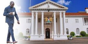 President William Ruto walking with a cup of tea at State House, Nairobi, October 13, 2025.