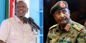 President William Ruto speaking in Mombasa on July 29 (left) and  General Abdel Fattah al-Burhan of the Sudanese Armed Forces attending an event on November 21, 2021 (right).
