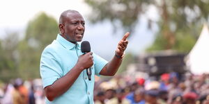 President William Ruto addresses a rally after officially opening the Kenya Medical Training College Navakholo Campus on Wednesday, August 30, 2023