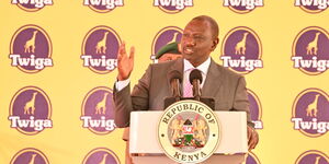 President William Ruto during the opening of the Twiga Foods Distribution Centre in Ruiru, Kiambu County on Monday, November 28, 2022