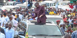 President William Ruto engaging with Meru residents during a development tour in January 2024.