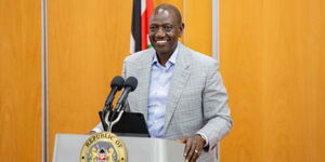 President William Ruto speaking at Times Towers in Nairobi County on May 26, 2023.