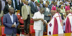 President William Ruto lights candle alongside Deputy President Rigathi Gachagua, and an AIPCA Bishop at the AIPCA Centenary Celebrations on February 25 