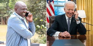 President William Ruto and his US counterpart Joe Biden on separate phonecalls in 2022.   