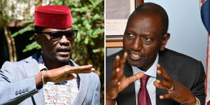 A photo collage of Didmus Barasa (left) and President William Ruto 