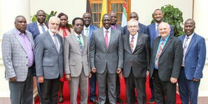 President William Ruto (centre) meeting African religious leaders at the State House on April 13, 2023.