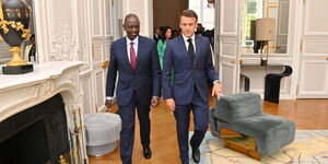 President William Ruto and his France counterpart Emmanuel Macron in Paris on Friday June 23, 2023