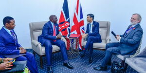 UK Prime Minister , Rishi Sunak, meets President Ruto and CS Alfred Mutua in Egypt for COP27 on November 8, 2022.