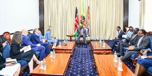 President William Ruto hosting a Canadian delegate at State House, Nairobi on May 2, 2023.