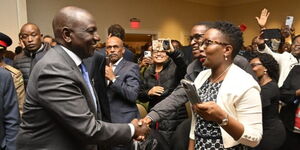 President Ruto speaking with Kenyans living in the United States in December 2023.