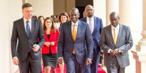 EU Executive Vice-President Valdis Dombrovskis joins President Willian Ruto, DP Rigathi Gachagua and Kenya’s Trade CS Moses Kuria at State House, Nairobi on June 19, 2023